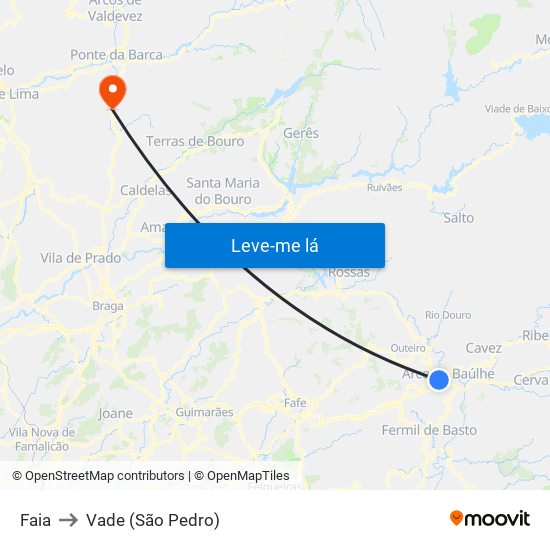 Faia to Vade (São Pedro) map