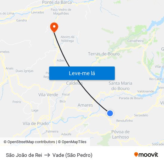 São João de Rei to Vade (São Pedro) map