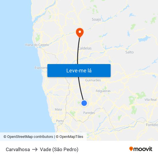 Carvalhosa to Vade (São Pedro) map