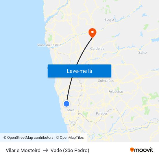 Vilar e Mosteiró to Vade (São Pedro) map