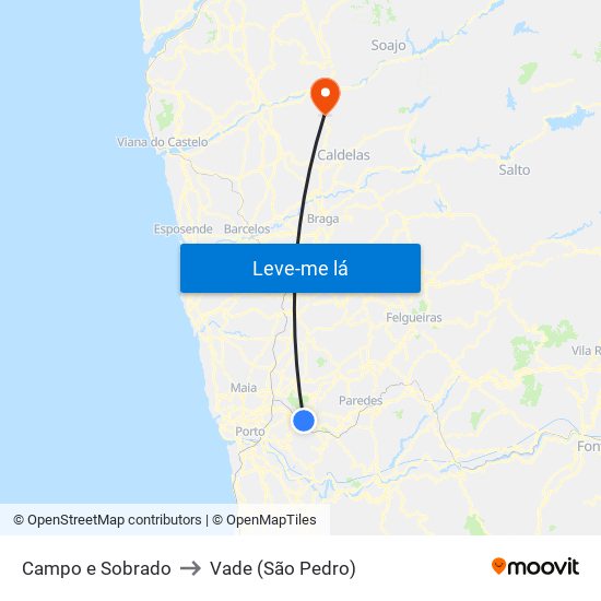 Campo e Sobrado to Vade (São Pedro) map