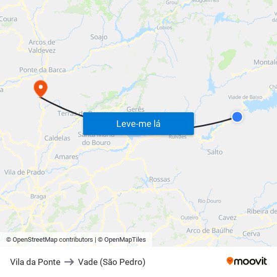 Vila da Ponte to Vade (São Pedro) map