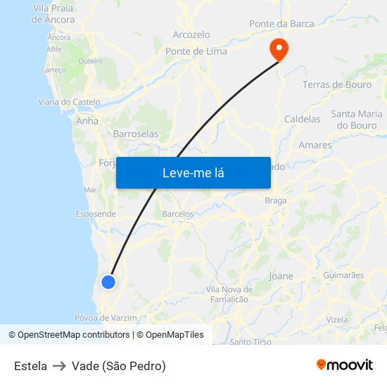 Estela to Vade (São Pedro) map