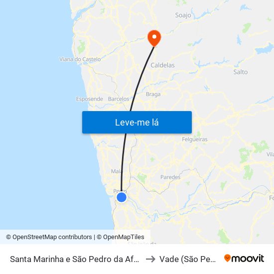 Santa Marinha e São Pedro da Afurada to Vade (São Pedro) map