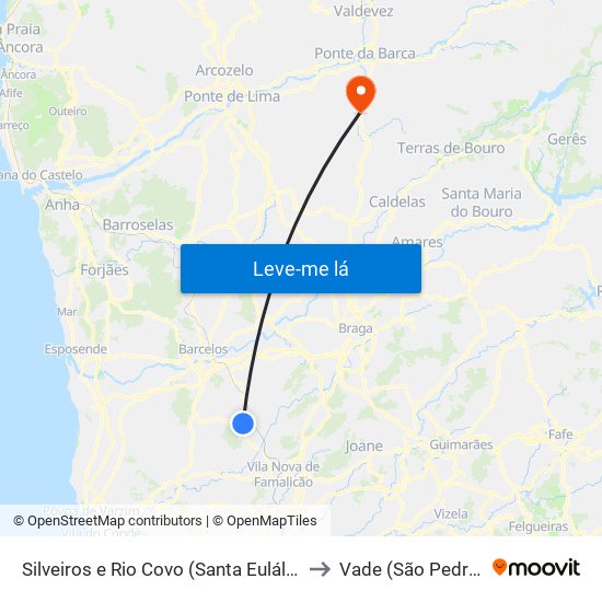 Silveiros e Rio Covo (Santa Eulália) to Vade (São Pedro) map