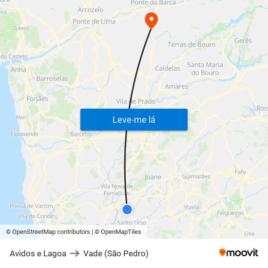 Avidos e Lagoa to Vade (São Pedro) map