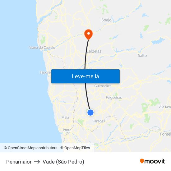 Penamaior to Vade (São Pedro) map