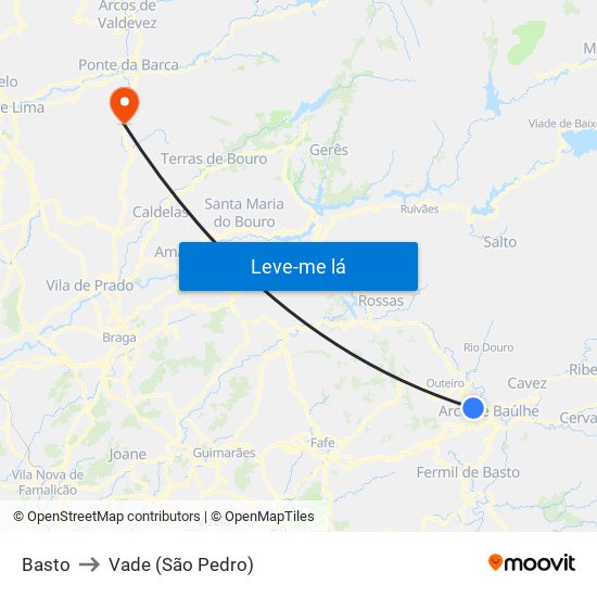 Basto to Vade (São Pedro) map