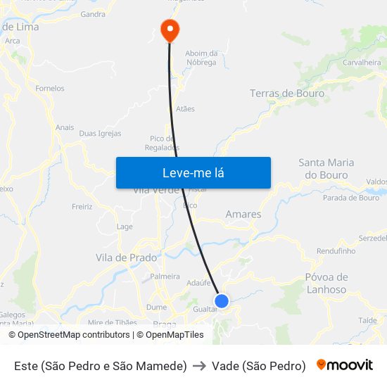 Este (São Pedro e São Mamede) to Vade (São Pedro) map