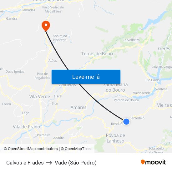 Calvos e Frades to Vade (São Pedro) map