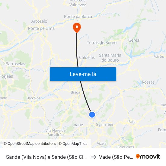 Sande (Vila Nova) e Sande (São Clemente) to Vade (São Pedro) map