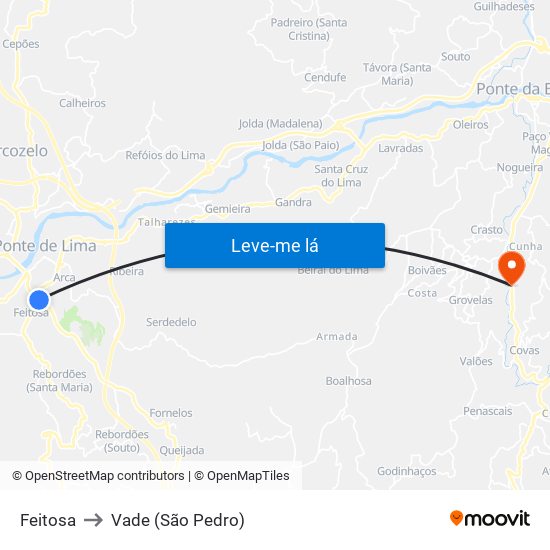 Feitosa to Vade (São Pedro) map