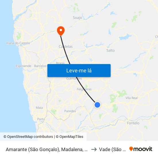 Amarante (São Gonçalo), Madalena, Cepelos e Gatão to Vade (São Pedro) map