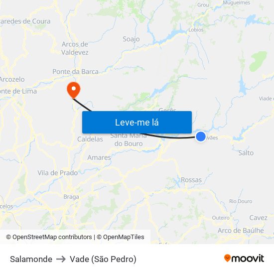 Salamonde to Vade (São Pedro) map