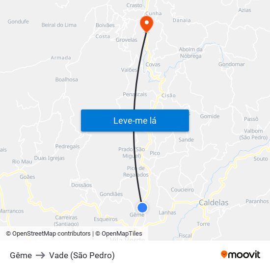Gême to Vade (São Pedro) map