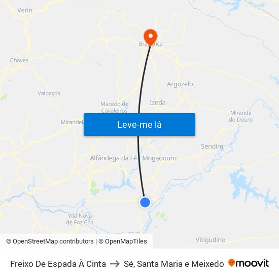 Freixo De Espada À Cinta to Sé, Santa Maria e Meixedo map