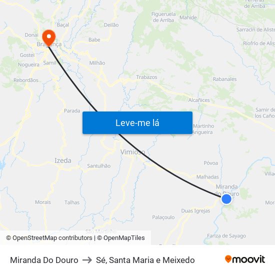 Miranda Do Douro to Sé, Santa Maria e Meixedo map