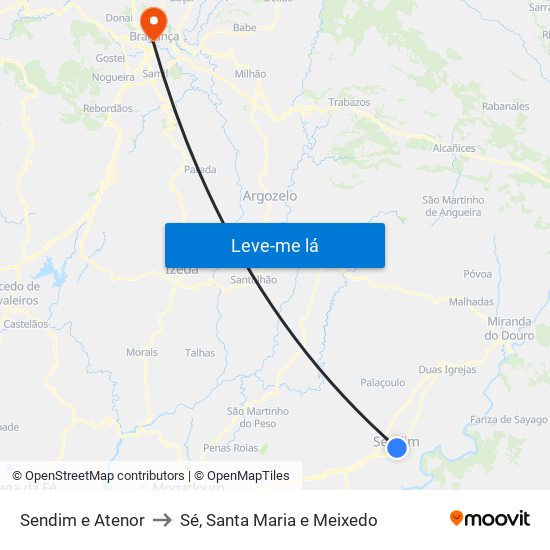 Sendim e Atenor to Sé, Santa Maria e Meixedo map