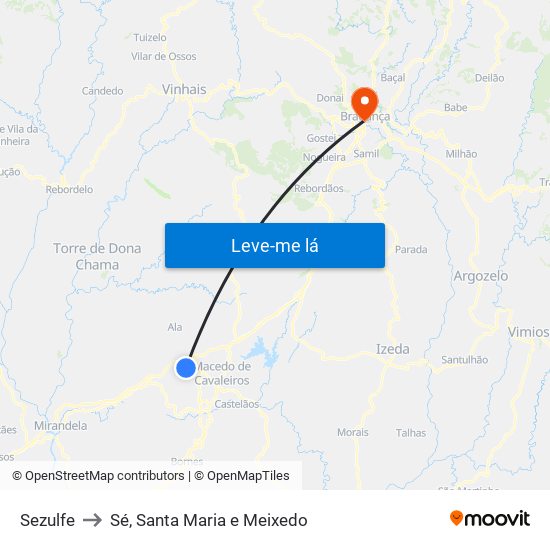 Sezulfe to Sé, Santa Maria e Meixedo map