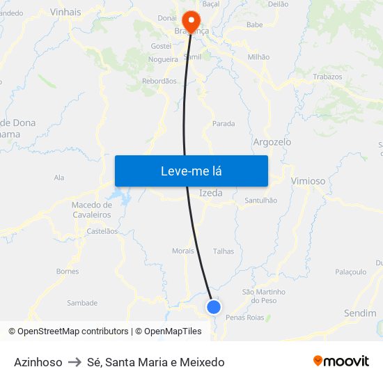 Azinhoso to Sé, Santa Maria e Meixedo map