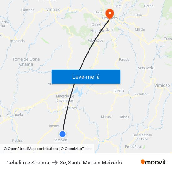 Gebelim e Soeima to Sé, Santa Maria e Meixedo map