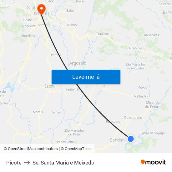 Picote to Sé, Santa Maria e Meixedo map