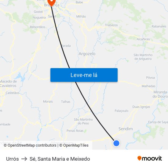 Urrós to Sé, Santa Maria e Meixedo map