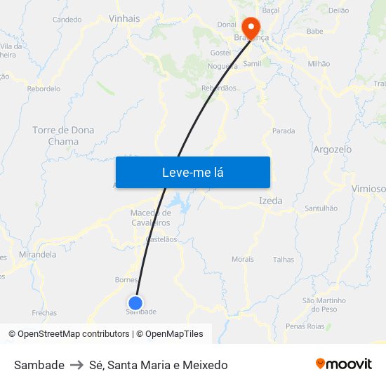 Sambade to Sé, Santa Maria e Meixedo map