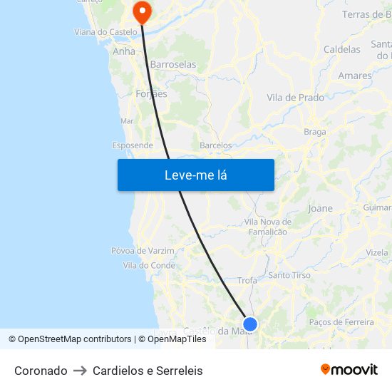 Coronado to Cardielos e Serreleis map