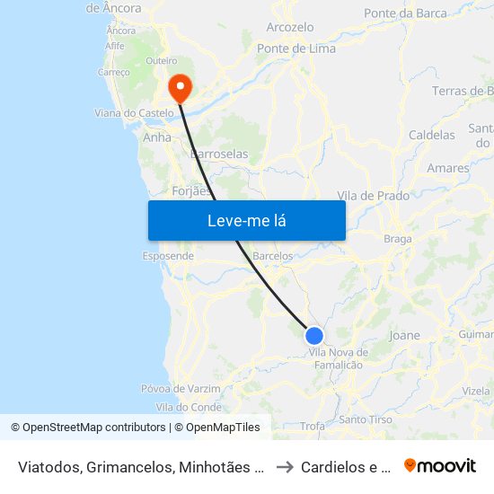 Viatodos, Grimancelos, Minhotães e Monte de Fralães to Cardielos e Serreleis map