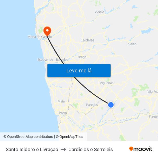 Santo Isidoro e Livração to Cardielos e Serreleis map