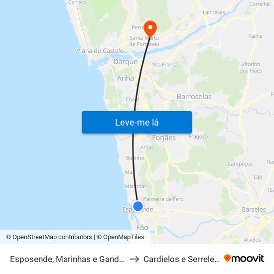 Esposende, Marinhas e Gandra to Cardielos e Serreleis map