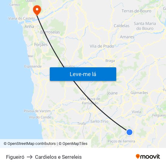 Figueiró to Cardielos e Serreleis map