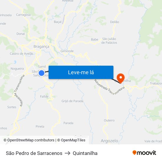 São Pedro de Sarracenos to Quintanilha map