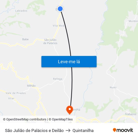 São Julião de Palácios e Deilão to Quintanilha map