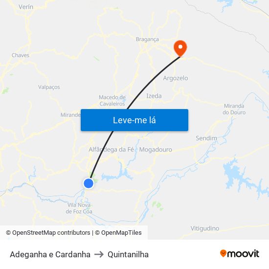 Adeganha e Cardanha to Quintanilha map