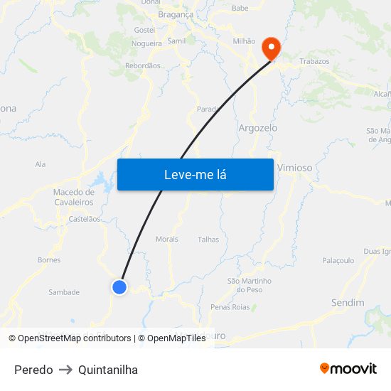Peredo to Quintanilha map
