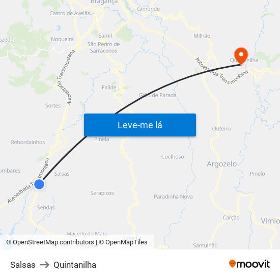Salsas to Quintanilha map