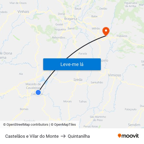 Castelãos e Vilar do Monte to Quintanilha map