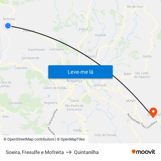 Soeira, Fresulfe e Mofreita to Quintanilha map