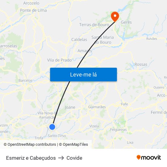 Esmeriz e Cabeçudos to Covide map