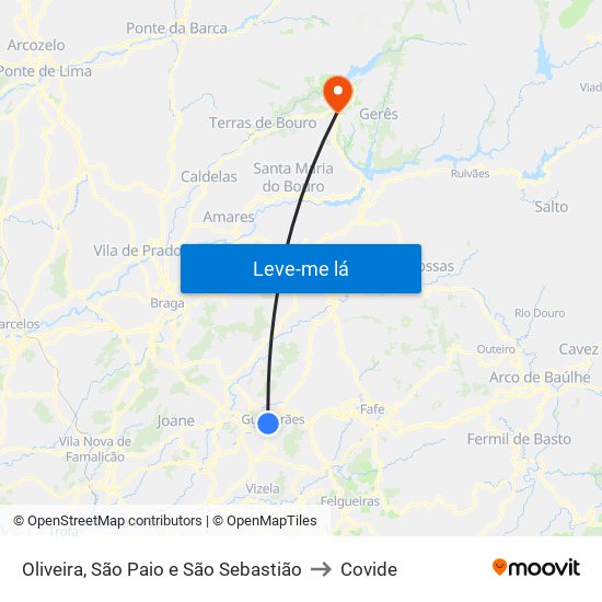 Oliveira, São Paio e São Sebastião to Covide map