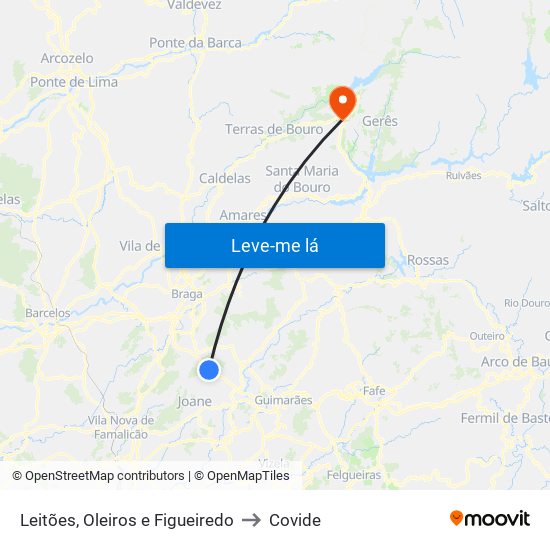 Leitões, Oleiros e Figueiredo to Covide map