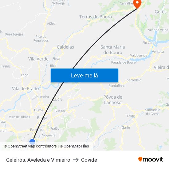 Celeirós, Aveleda e Vimieiro to Covide map