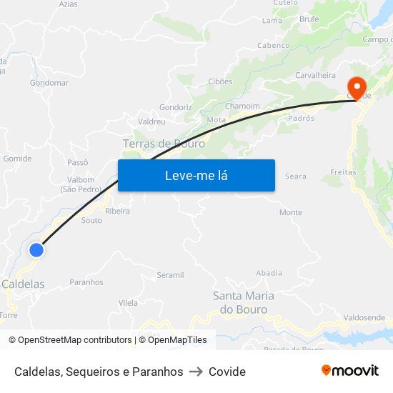 Caldelas, Sequeiros e Paranhos to Covide map