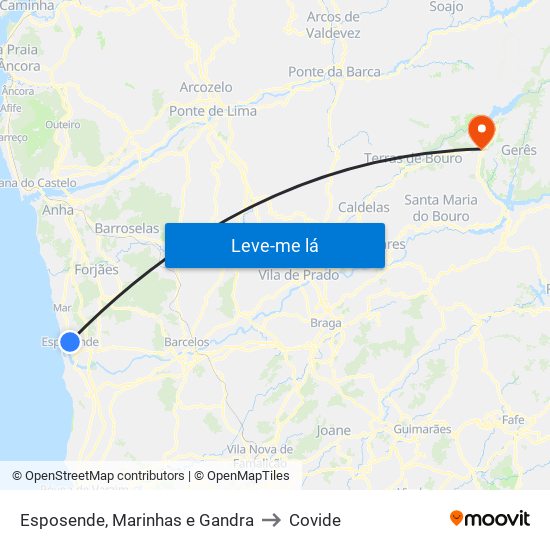 Esposende, Marinhas e Gandra to Covide map