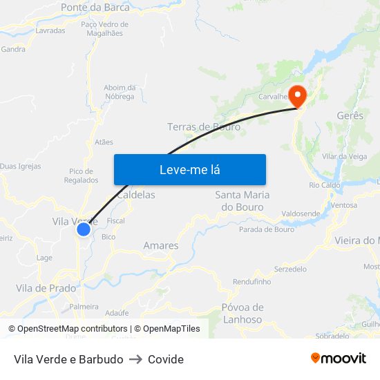 Vila Verde e Barbudo to Covide map