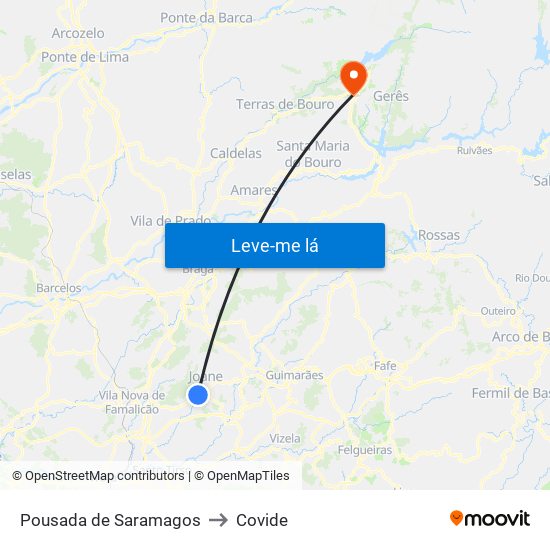 Pousada de Saramagos to Covide map