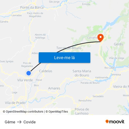 Gême to Covide map