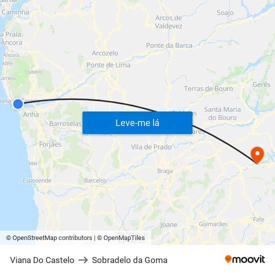 Viana Do Castelo to Sobradelo da Goma map